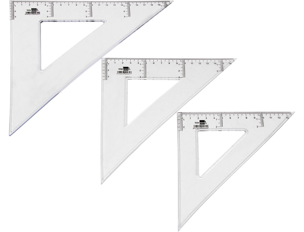 QUERRE LIDERPAPEL 45 DEGRS BISEAUTE DIMENSION HYPOTNUSE 25CM GRADUE CHELLE MILLIMTRES TRANSPARENTE CONOMIQUE
