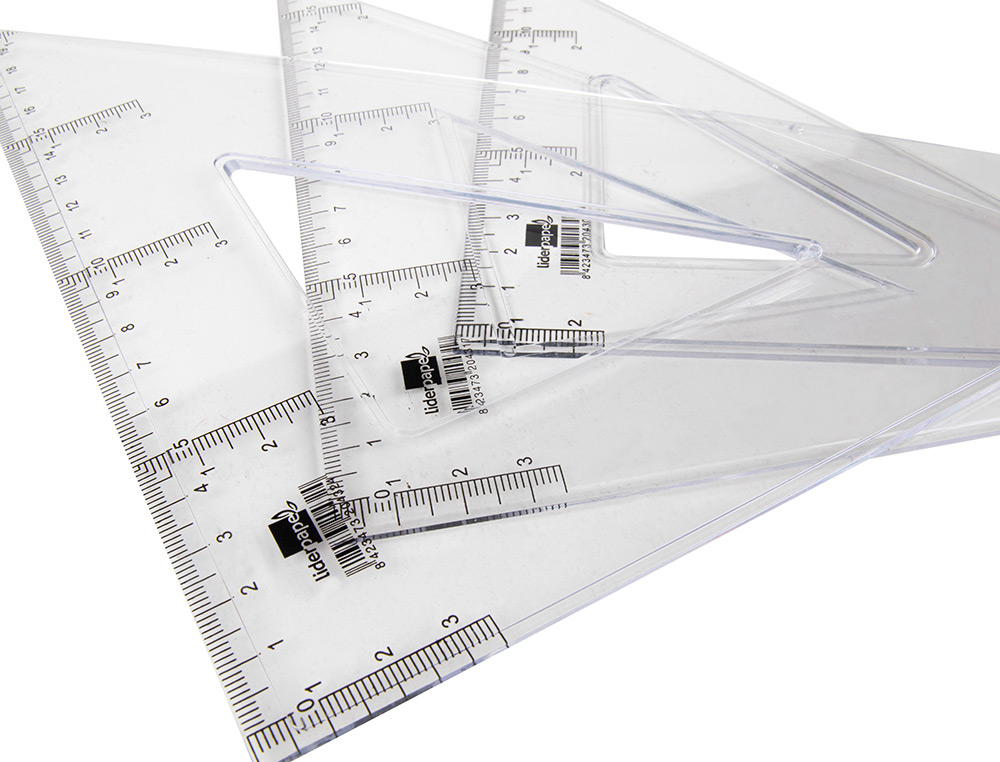 QUERRE LIDERPAPEL 45 DEGRS BISEAUTE DIMENSION HYPOTNUSE 25CM GRADUE CHELLE MILLIMTRES TRANSPARENTE CONOMIQUE