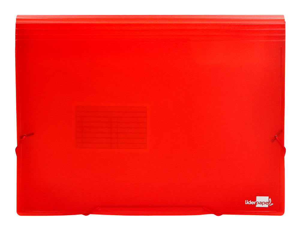 TRIEUR LIDERPAPEL POLYPROPYLNE A4 210X297MM 700 MICRONS 13 COMPARTIMENTS FERMETURE LASTIQUE TRANSLUCIDE COLORIS ROUGE