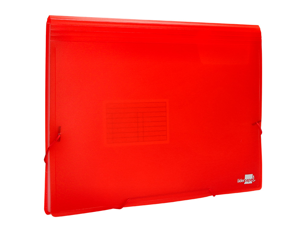 TRIEUR LIDERPAPEL POLYPROPYLNE A4 210X297MM 700 MICRONS 13 COMPARTIMENTS FERMETURE LASTIQUE TRANSLUCIDE COLORIS ROUGE