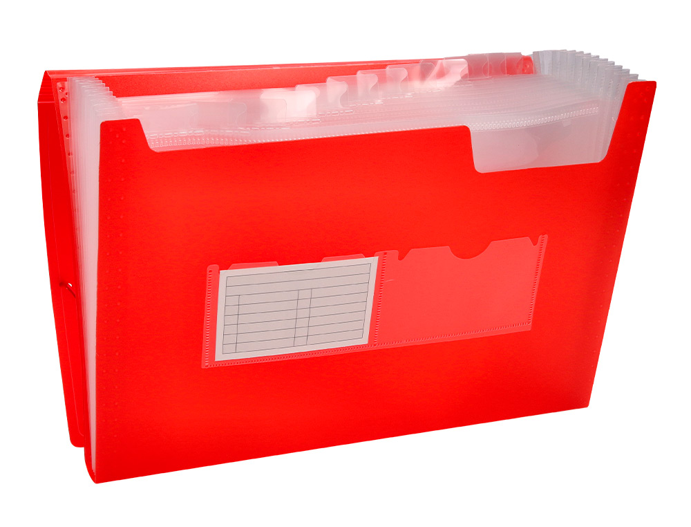 TRIEUR LIDERPAPEL POLYPROPYLNE A4 210X297MM 700 MICRONS 13 COMPARTIMENTS FERMETURE LASTIQUE TRANSLUCIDE COLORIS ROUGE