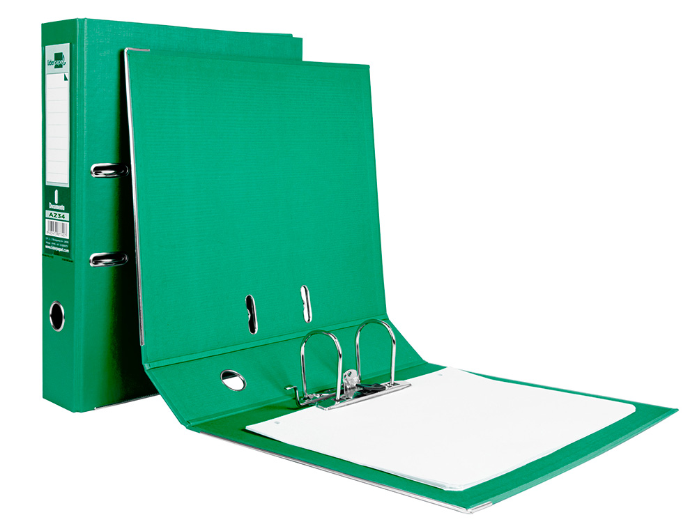 CLASSEUR LEVIER LIDERPAPEL DOCUMENTA A4+ CARTON REMBORDE DOS 75MM RADO METALLIQUE COLORIS VERT