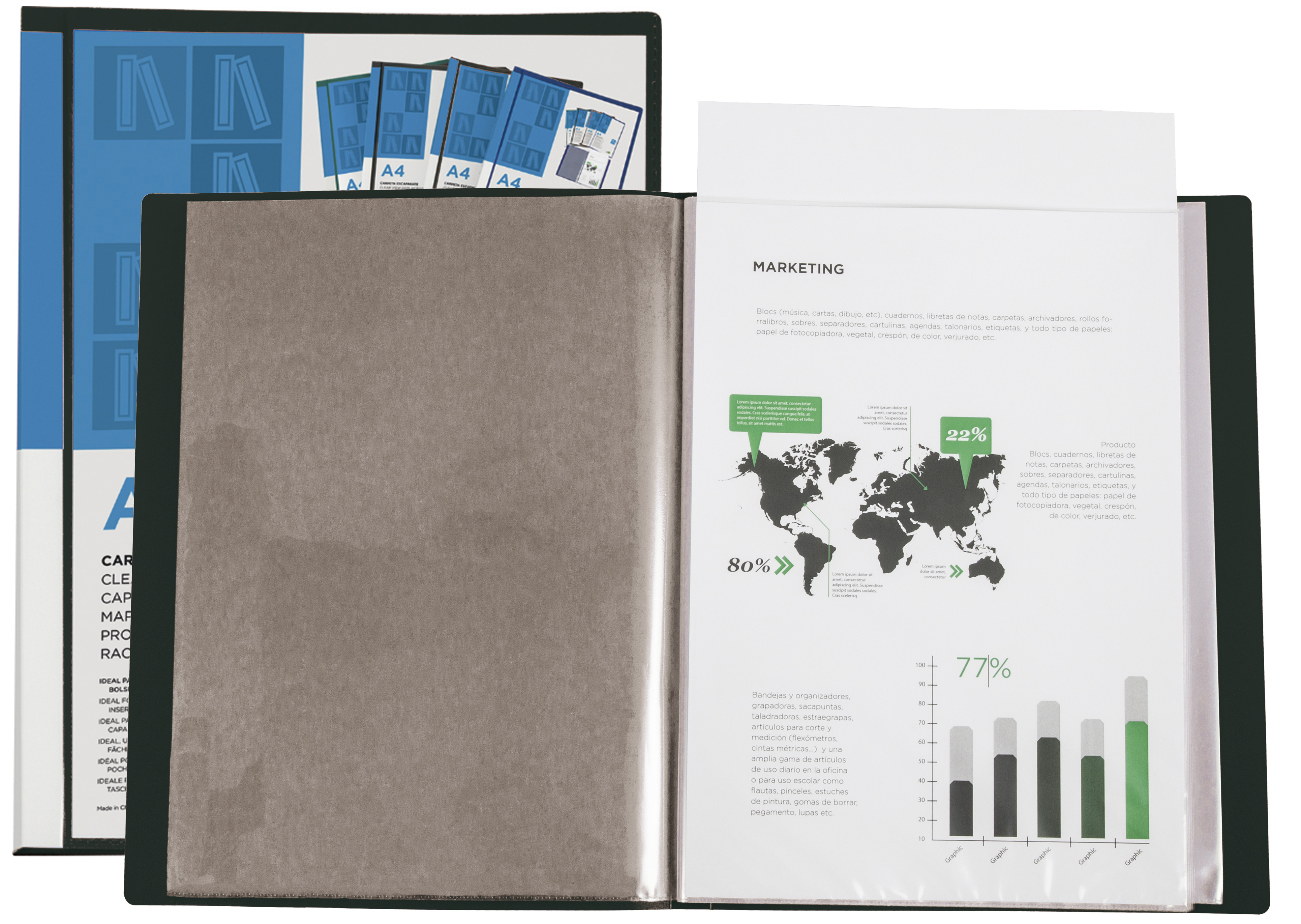 PROTGE-DOCUMENTS LIDERPAPEL PERSONNALISABLE KANGOUROU POLYPROPYLNE 40 POCHETTES FIXES A4 210X297MM COLORIS NOIR