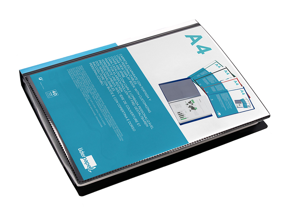 PROTGE-DOCUMENTS LIDERPAPEL PERSONNALISABLE KANGOUROU POLYPROPYLNE 40 POCHETTES FIXES A4 210X297MM COLORIS NOIR