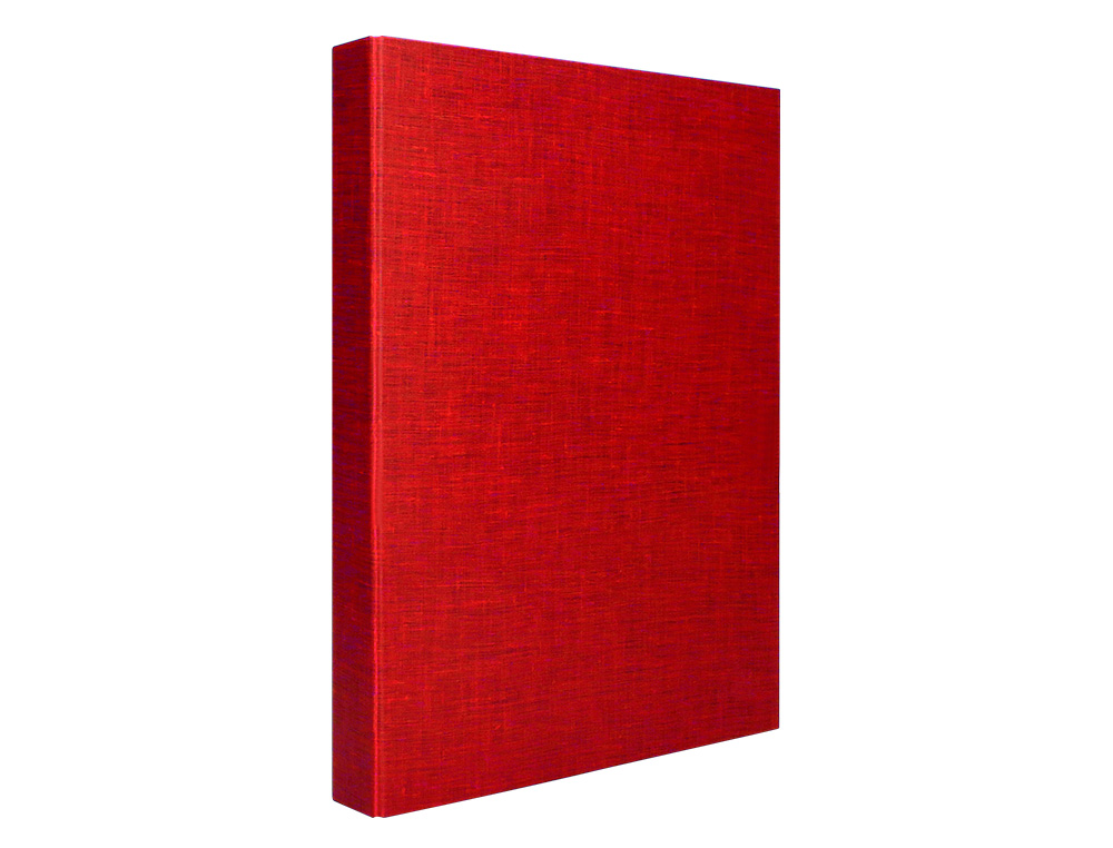 CLASSEUR LIDERPAPEL 4 ANNEAUX RONDS 25MM A4+ CARTON REMBORD PAPER COAT COLORIS ROUGE
