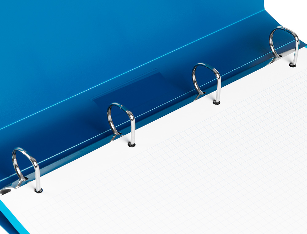 CLASSEUR LIDERPAPEL 4 ANNEAUX 25MM A4 260X315MM POLYPROPYLNE DOS 40MM PORTE-CARTES VISITE COLORIS BLEU TRANSLUCIDE