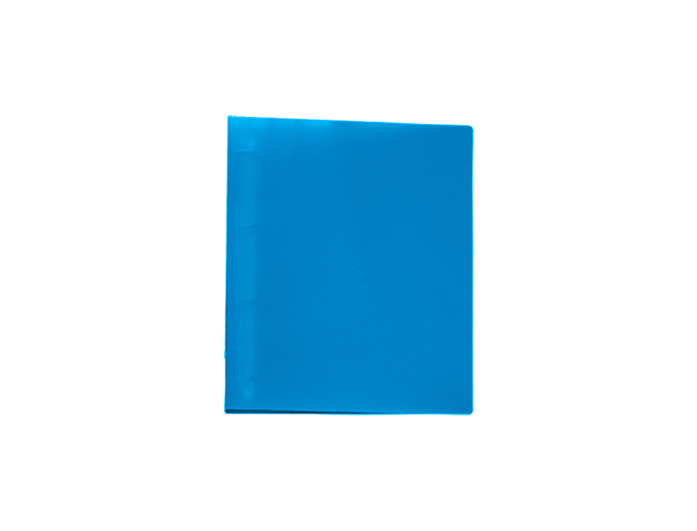 CLASSEUR LIDERPAPEL 4 ANNEAUX 25MM A4 260X315MM POLYPROPYLNE DOS 40MM PORTE-CARTES VISITE COLORIS BLEU TRANSLUCIDE