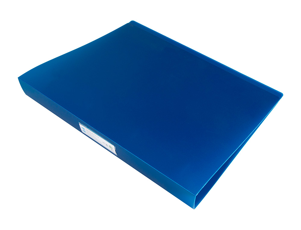 CLASSEUR LIDERPAPEL 4 ANNEAUX 25MM A4 260X315MM POLYPROPYLNE DOS 40MM PORTE-CARTES VISITE COLORIS BLEU TRANSLUCIDE