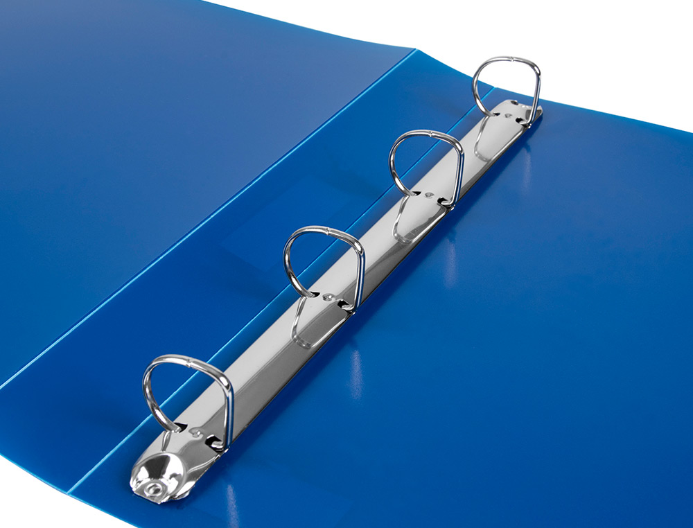 CLASSEUR LIDERPAPEL 4 ANNEAUX 25MM A4 260X315MM POLYPROPYLNE DOS 40MM PORTE-CARTES VISITE COLORIS BLEU TRANSLUCIDE