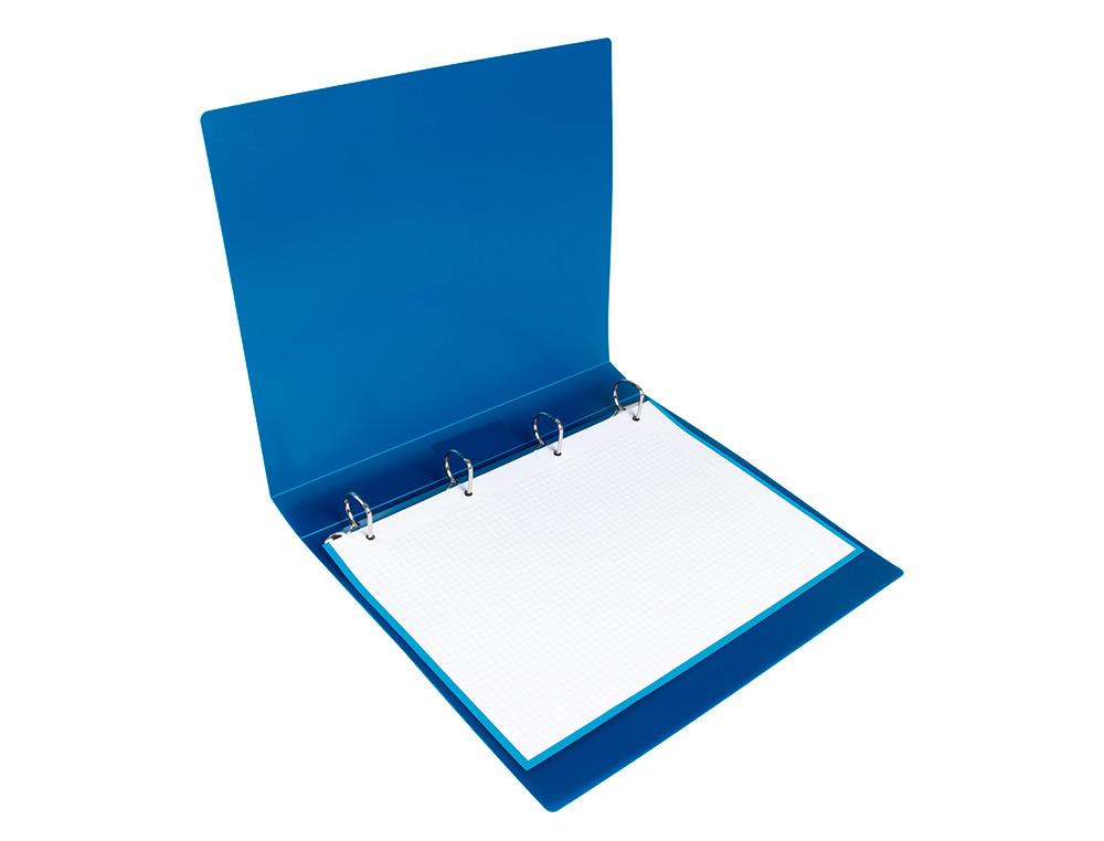 CLASSEUR LIDERPAPEL 4 ANNEAUX 25MM A4 260X315MM POLYPROPYLNE DOS 40MM PORTE-CARTES VISITE COLORIS BLEU TRANSLUCIDE