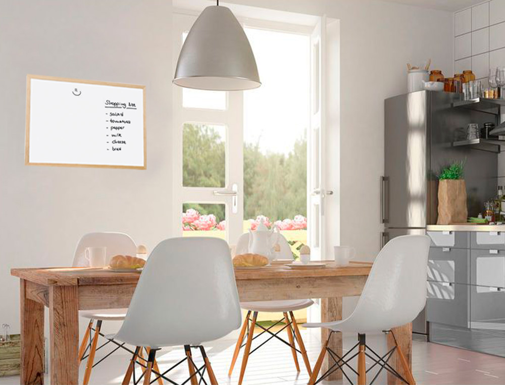 TABLEAU Q-CONNECT MLAMIN CADRE BOIS LISSE LAVABLE STABILIT MARQUEURS SPCIAUX ACCESSOIRES FIXATION MUR 40X30CM