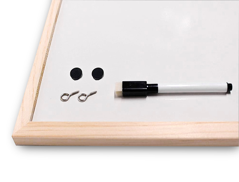TABLEAU Q-CONNECT MLAMIN CADRE BOIS LISSE LAVABLE STABILIT MARQUEURS SPCIAUX ACCESSOIRES FIXATION MUR 60X40CM