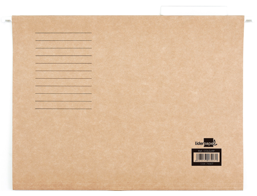DOSSIER SUSPENDU LIDERPAPEL PAPIER CARTONN KRAFT 230G A4 TIROIR VISEUR SUPRIEUR 90MM FOND V BAGUETTE MTALLIQUE