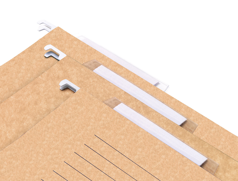 DOSSIER SUSPENDU LIDERPAPEL PAPIER CARTONN KRAFT 230G A4 TIROIR VISEUR SUPRIEUR 90MM FOND V BAGUETTE MTALLIQUE