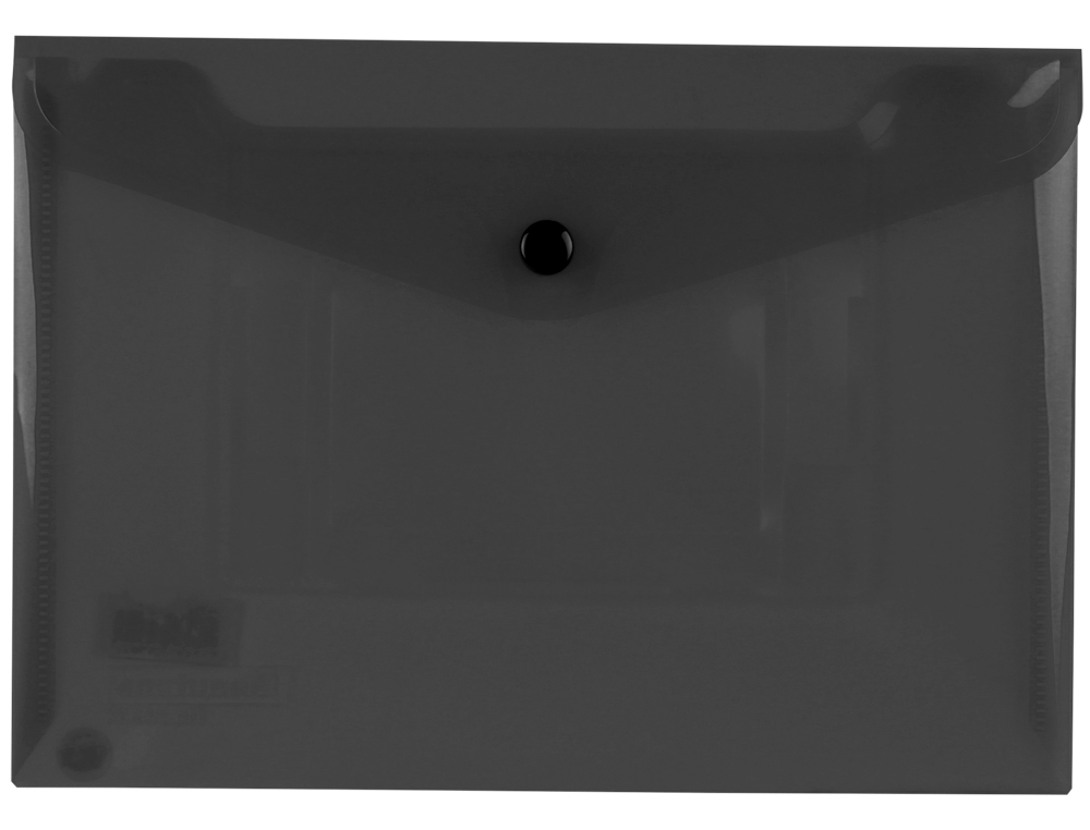 POCHETTE ENVELOPPE LIDERPAPEL POLYPROPYLNE 180 MICRONS A5 210X148MM 50F FERMETURE BOUTON RSISTANT TRANSPARENT NOIR