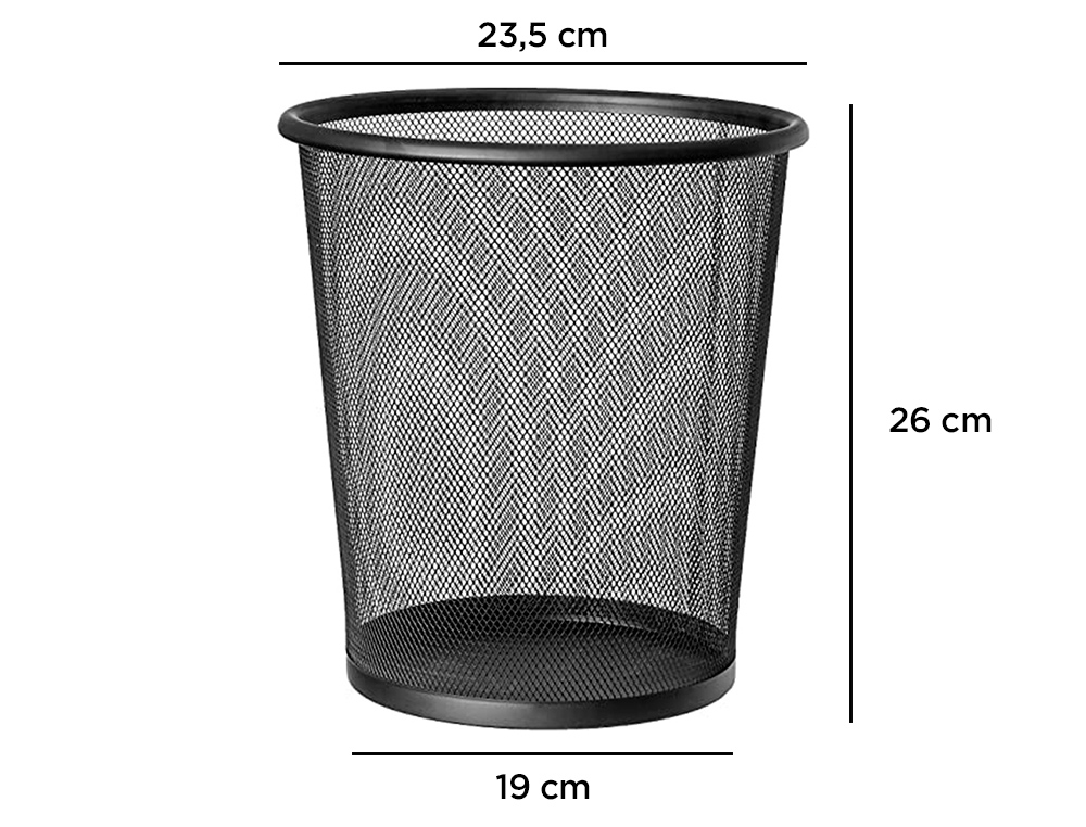 CORBEILLE  PAPIER Q-CONNECT MAILLE MTALLIQUE FORME CIRCULAIRE 8.3L 235X260X190MM COLORIS NOIR