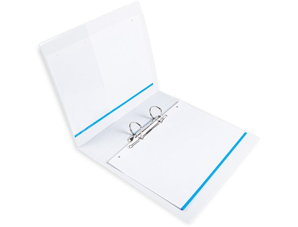 CLASSEUR KANGOUROU LIDERPAPEL 2 ANNEAUX 40MM 283X320MM DOCUMENT A4 PLASTIQUE DOS 68MM COLORIS BLANC