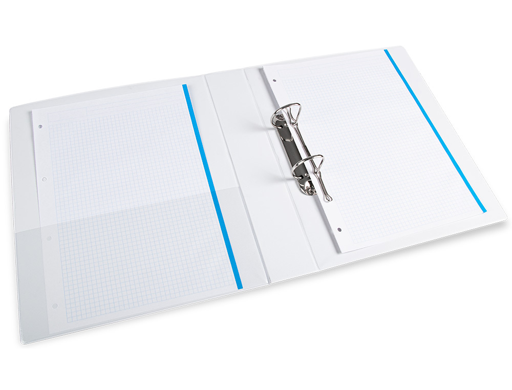 CLASSEUR KANGOUROU LIDERPAPEL 2 ANNEAUX 40MM 283X320MM DOCUMENT A4 PLASTIQUE DOS 68MM COLORIS BLANC