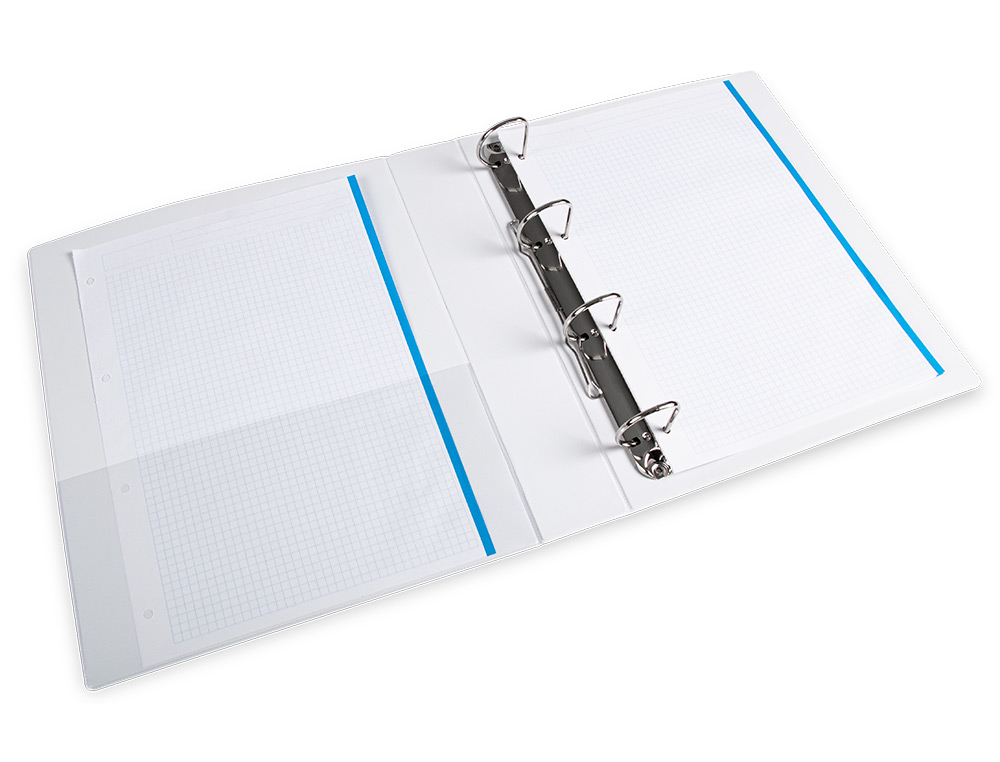 CLASSEUR KANGOUROU LIDERPAPEL 4 ANNEAUX 40MM 283X320MM DOCUMENT A4 PLASTIQUE DOS 68MM COLORIS BLANC
