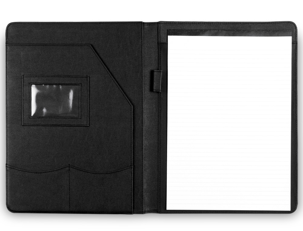 CONFRENCIER A4 PLASTIQUE BLOC -NOTES INCLUS PLUSIEURS COMPARTIMENTS POCHE RABAT 32X25X2,5CM COLORIS NOIR