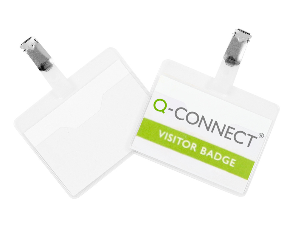 BADGE Q-CONNECT CLIP PVC PINCE MÉTALLIQUE CARTE BLANCHE FOURNIE FORMAT 60X90MM