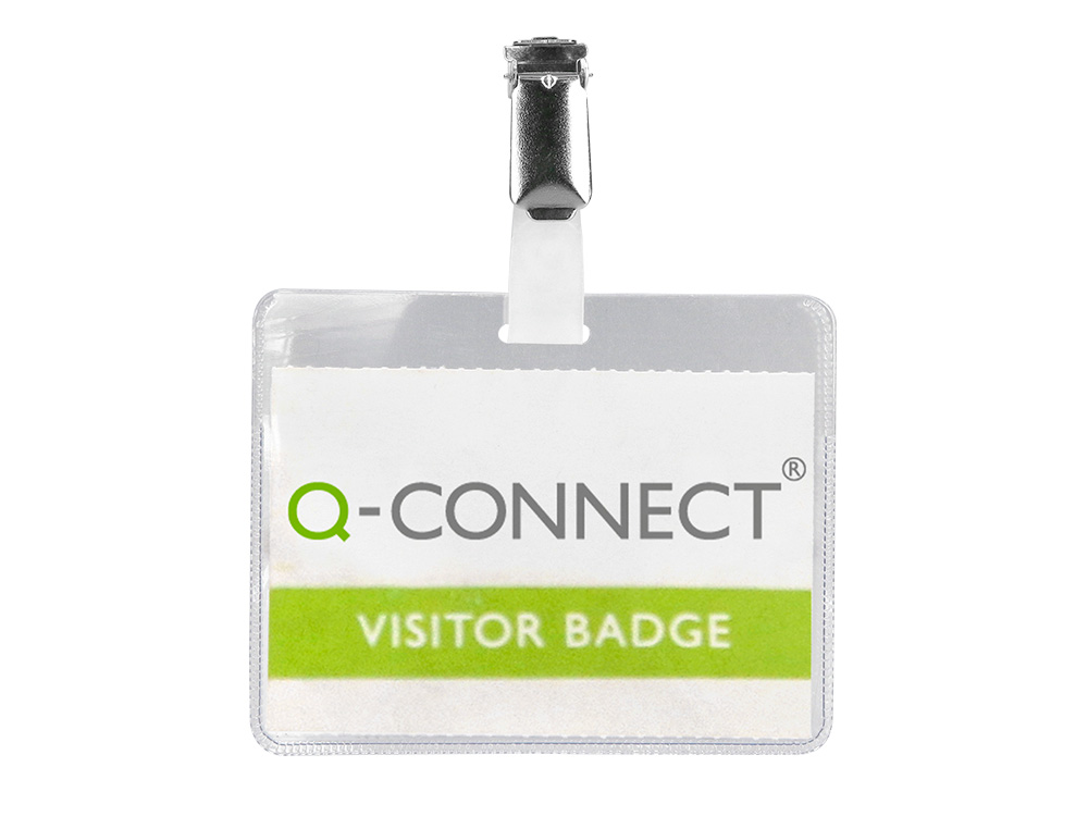 BADGE Q-CONNECT CLIP PVC PINCE MÉTALLIQUE CARTE BLANCHE FOURNIE FORMAT 60X90MM