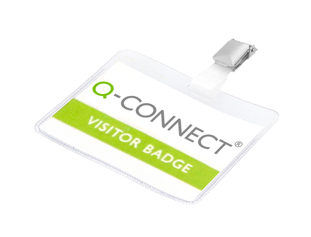 BADGE Q-CONNECT CLIP PVC PINCE MÉTALLIQUE CARTE BLANCHE FOURNIE FORMAT 60X90MM