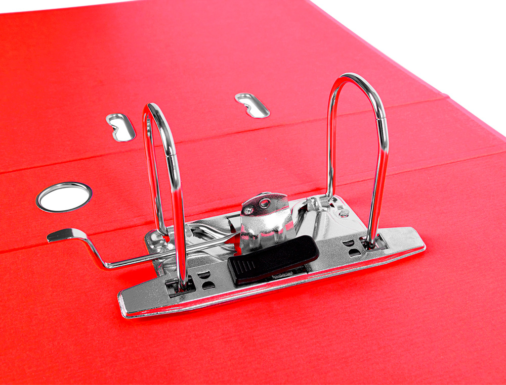 CLASSEUR LEVIER LIDERPAPEL A4 DOCUMENTA CARTON REMBORD 1,9MM DOS 75MM RADO MTALLIQUE COLORIS ROUGE