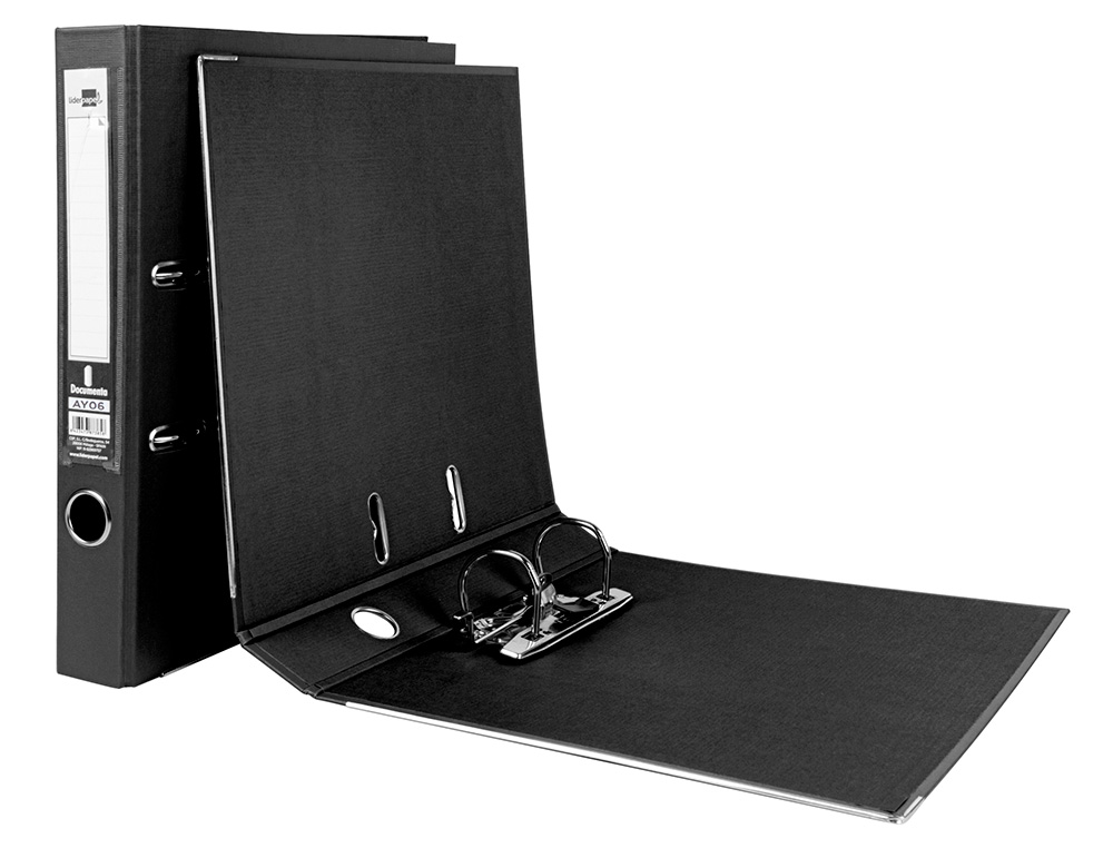 CLASSEUR LEVIER LIDERPAPEL A4 DOCUMENTA CARTON REMBORD 1,9MM DOS 52MM RADO MTALLIQUE COLORIS NOIR