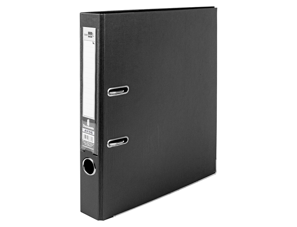 CLASSEUR LEVIER LIDERPAPEL A4 DOCUMENTA CARTON REMBORD 1,9MM DOS 52MM RADO MTALLIQUE COLORIS NOIR
