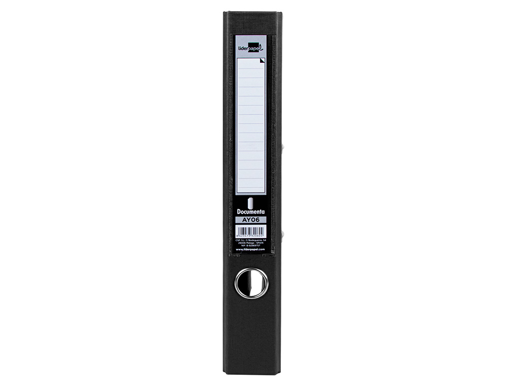 CLASSEUR LEVIER LIDERPAPEL A4 DOCUMENTA CARTON REMBORD 1,9MM DOS 52MM RADO MTALLIQUE COLORIS NOIR