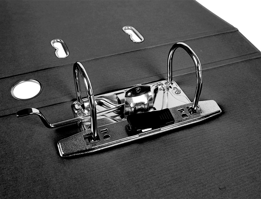 CLASSEUR LEVIER LIDERPAPEL A4 DOCUMENTA CARTON REMBORD 1,9MM DOS 52MM RADO MTALLIQUE COLORIS NOIR