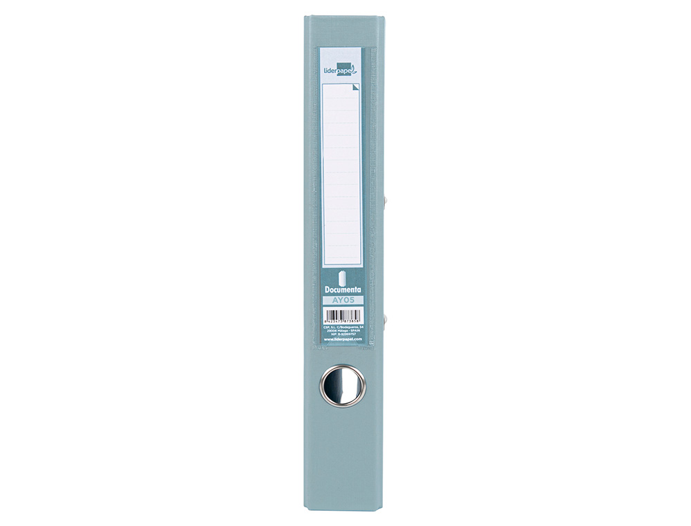 CLASSEUR LEVIER LIDERPAPEL A4 DOCUMENTA CARTON REMBORD 1,9MM DOS 52MM RADO MTALLIQUE COLORIS GRIS