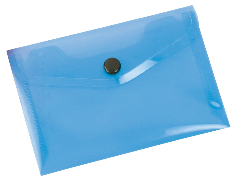 POCHETTE ENVELOPPE LIDERPAPEL POLYPROPYLÈNE 180 MICRONS A6 148X105MM 50F FERMETURE BOUTON TRANSPARENT BLEU