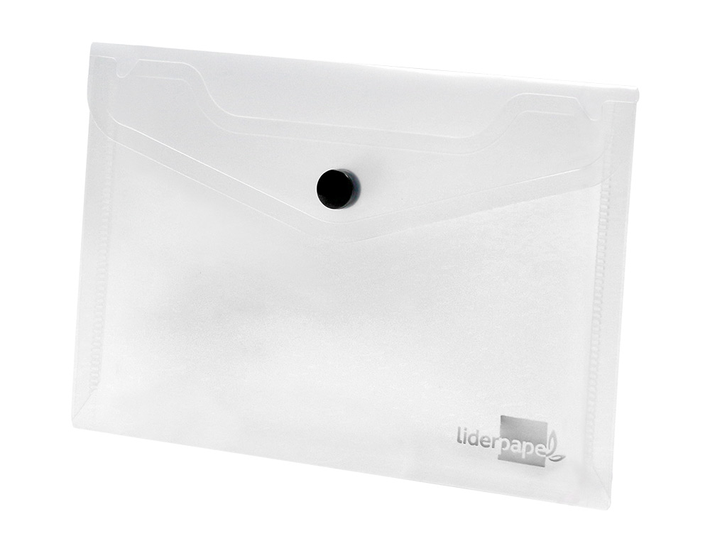 POCHETTE ENVELOPPE LIDERPAPEL POLYPROPYLNE 180 MICRONS A7 105X74MM 50F FERMETURE BOUTON RSISTANT TRANSPARENT