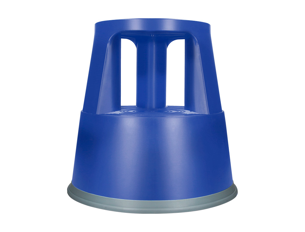 TABOURET Q-CONNECT PLASTIQUE ROUES CAOUTCHOUC RTRACTABLES 2 NIVEAUX BASE 44CM HAUTEUR 43CM POIDS 2.9KG COLORIS BLEU