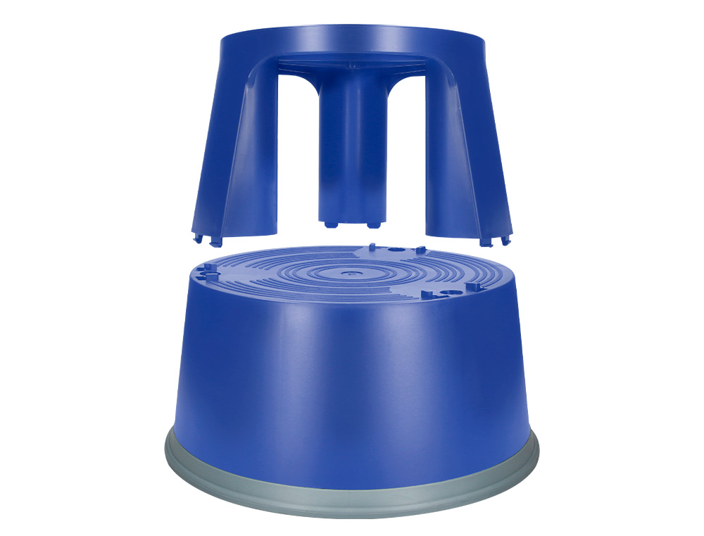 TABOURET Q-CONNECT PLASTIQUE ROUES CAOUTCHOUC RTRACTABLES 2 NIVEAUX BASE 44CM HAUTEUR 43CM POIDS 2.9KG COLORIS BLEU