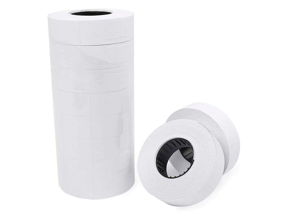 TIQUETTE ADHSIVE Q-CONNECT POUR TIQUETEUSE 1 LIGNE 8 CHIFFRES FORMAT 21X12MM COLORIS BLANC ROULEAU 1000 UNITS