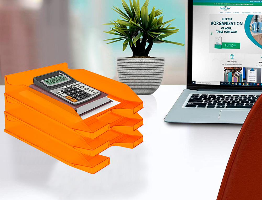 CORBEILLE  COURRIER Q-CONNECTPOLYPROPYLNE DOCUMENTS A4+ 240X320MM EMPILABLE 350X255X65MM COLORIS ORANGE TRANSPARENT