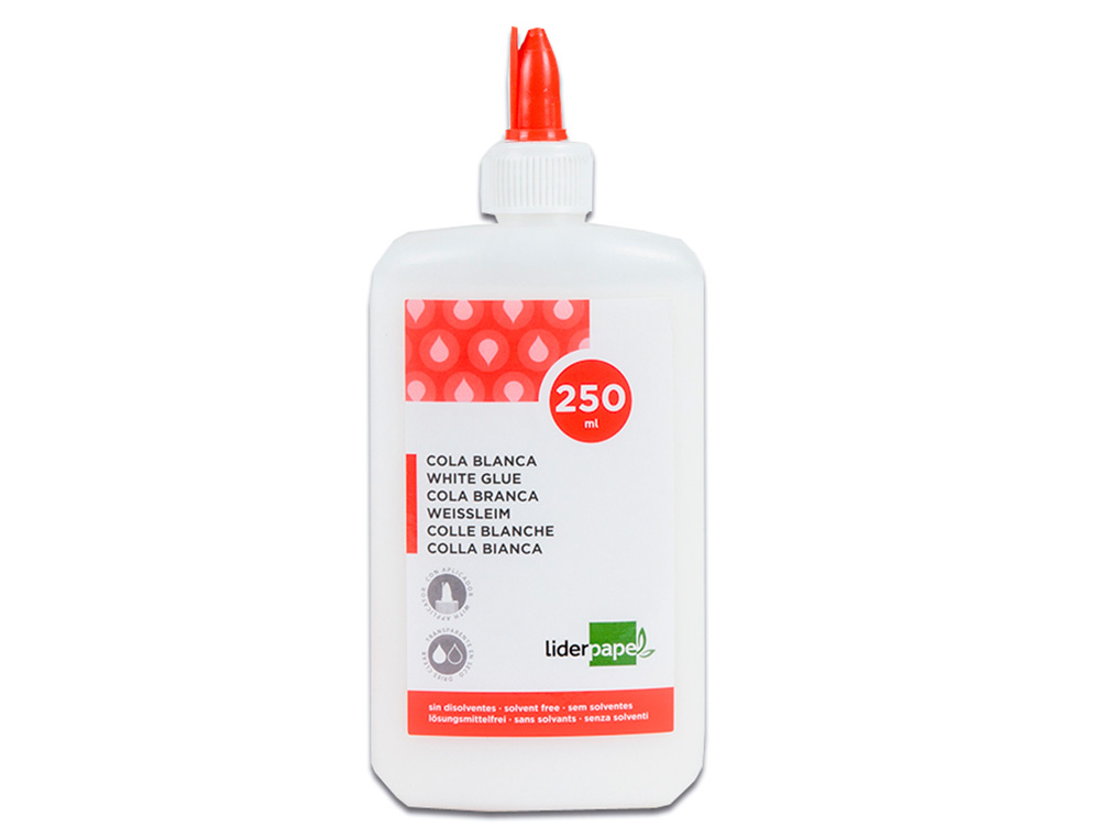 COLLE VINYLIQUE LIDERPAPEL BLANCHE TRAVAUX MANUELS PAPIER AUTRES MATÉRIAUX RAPIDE ADHÉRENCE SANS SOLVANT POT 250ML