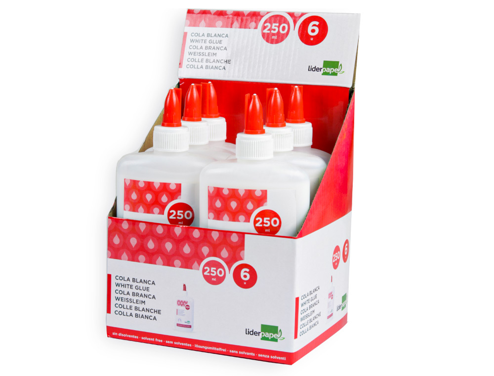 COLLE VINYLIQUE LIDERPAPEL BLANCHE TRAVAUX MANUELS PAPIER AUTRES MATÉRIAUX RAPIDE ADHÉRENCE SANS SOLVANT POT 250ML