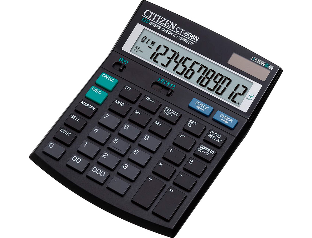 CALCULATRICE CITIZEN BUREAU CT-666N ADDITION SOUSTRACTION MÉMOIRE MARGE BÉNÉFICIAIRE PRIX REVIENT 188X142X37MM 195G