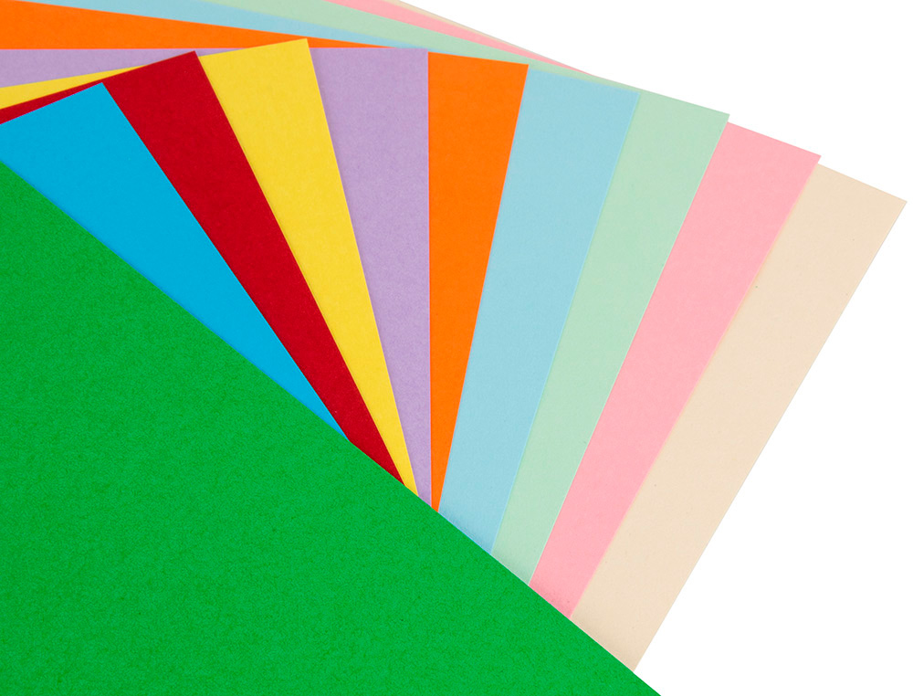 PAPIER CARTONN LIDERPAPEL A4 180G/M2 10 COLORIS ASSORTIS PAQUET 100F
