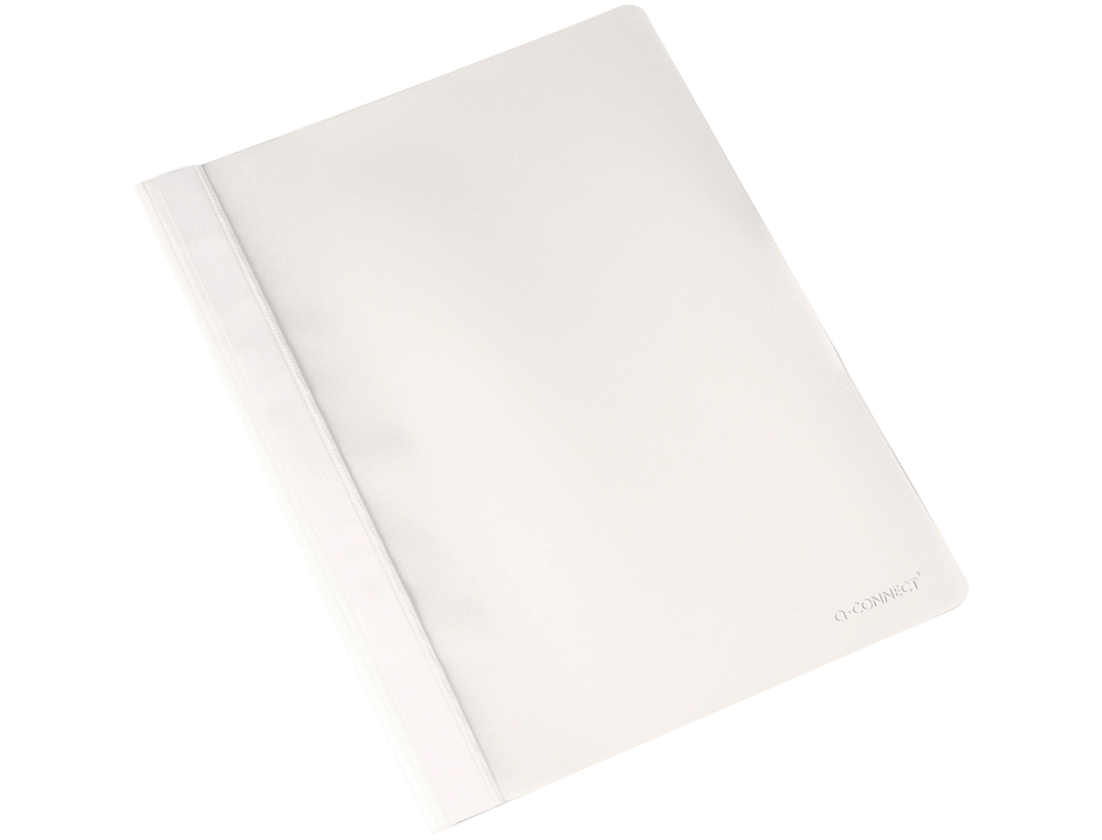 CHEMISE PRÉSENTATION Q-CONNECT À LAMELLES POLYPROPYLÈNE 18/100E DOCUMENT PERFORÉ A4 30F PORTE-ÉTIQUETTE COLORIS BLANC