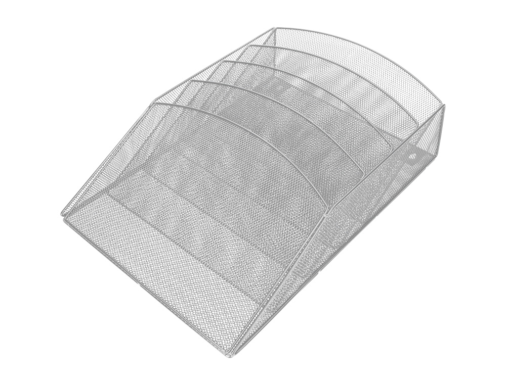 CORBEILLE MURALE Q-CONNECT 5 CASES A4 VERTICAL PRSENTOIR MTALLIQUE 315X93X440MM COLORIS ARGENT