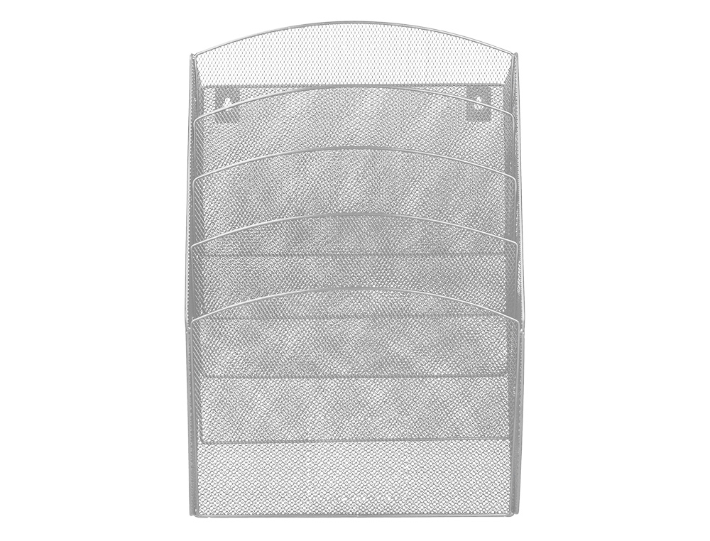 CORBEILLE MURALE Q-CONNECT 5 CASES A4 VERTICAL PRSENTOIR MTALLIQUE 315X93X440MM COLORIS ARGENT
