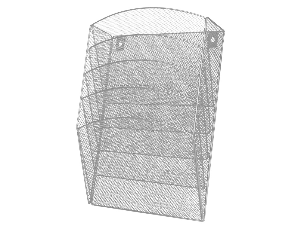CORBEILLE MURALE Q-CONNECT 5 CASES A4 VERTICAL PRSENTOIR MTALLIQUE 315X93X440MM COLORIS ARGENT