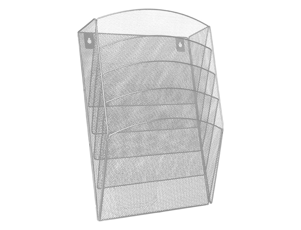 CORBEILLE MURALE Q-CONNECT 5 CASES A4 VERTICAL PRSENTOIR MTALLIQUE 315X93X440MM COLORIS ARGENT