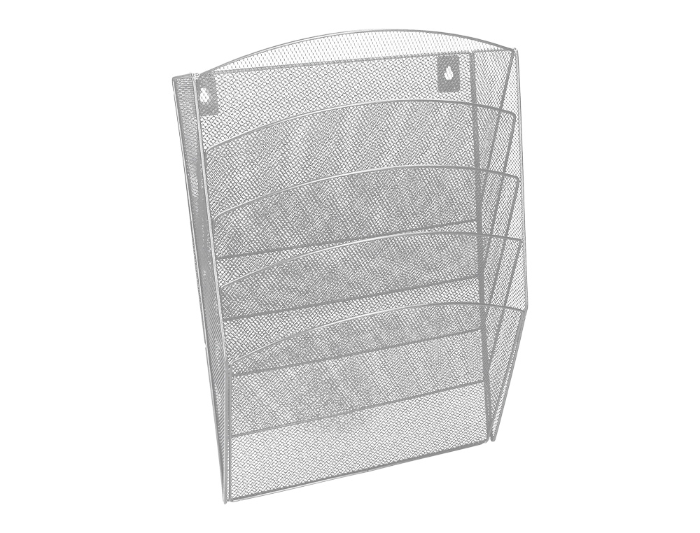 CORBEILLE MURALE Q-CONNECT 5 CASES A4 VERTICAL PRSENTOIR MTALLIQUE 315X93X440MM COLORIS ARGENT