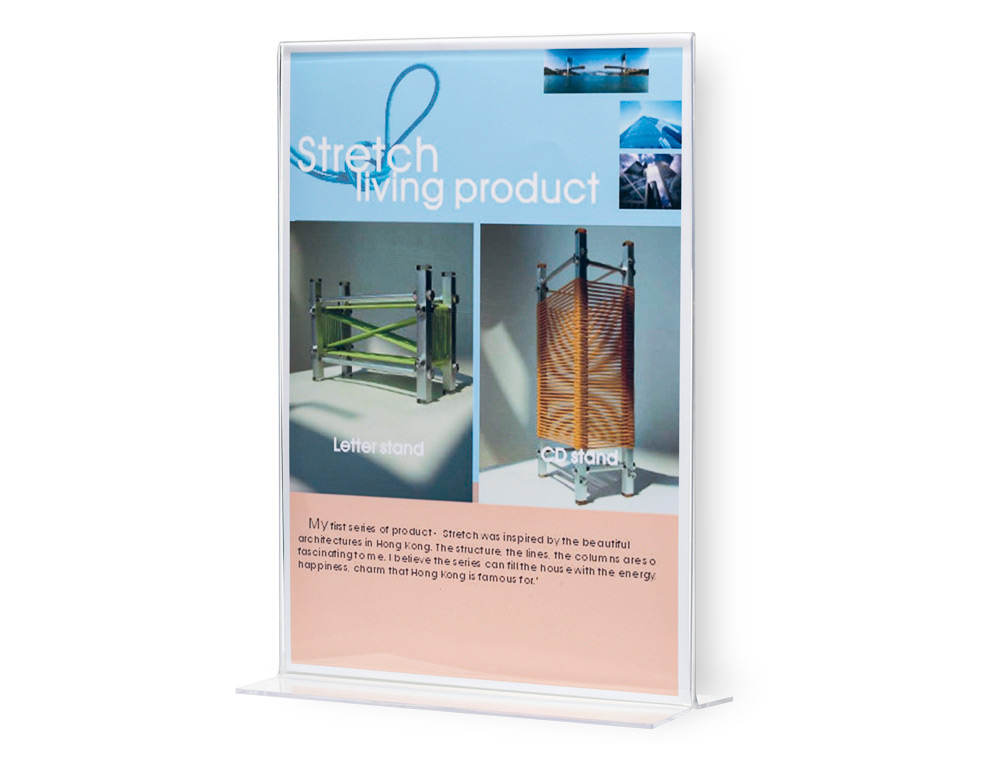 PORTE-VISUELS Q-CONNECT 02 FORME T 2 FACES PLEXIGLAS FORMAT A4 CARTES MENU RESTAURANTS FEUILLETS INFORMATIFS